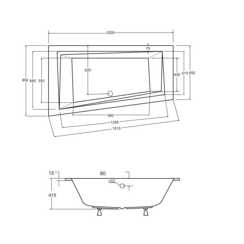 Wanna Do Zabudowy Alvi BS-WAIT150-L 150x85 Emporia Wanna Do Zabudowy Alvi BS-WAIT150-L 150x85 Emporia