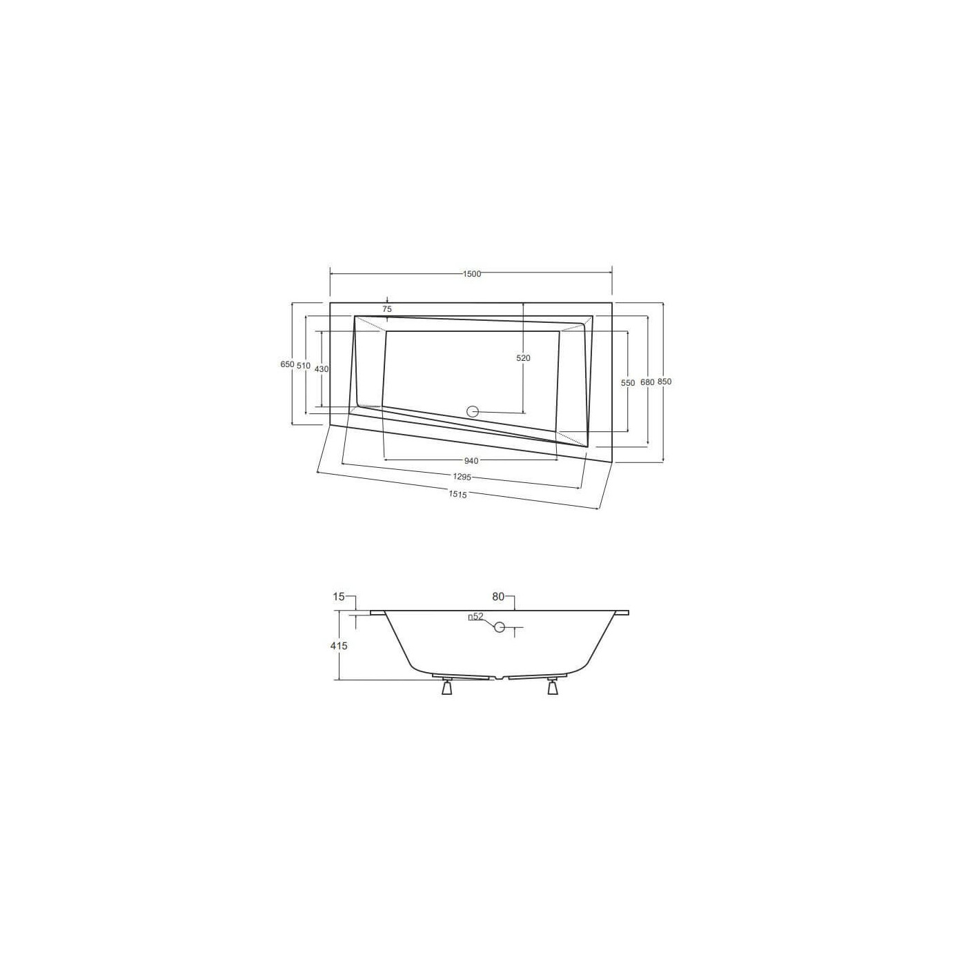 Wanna Do Zabudowy Alvi BS-WAIT150-P 150x85 Emporia Wanna Do Zabudowy Alvi BS-WAIT150-P 150x85 Emporia
