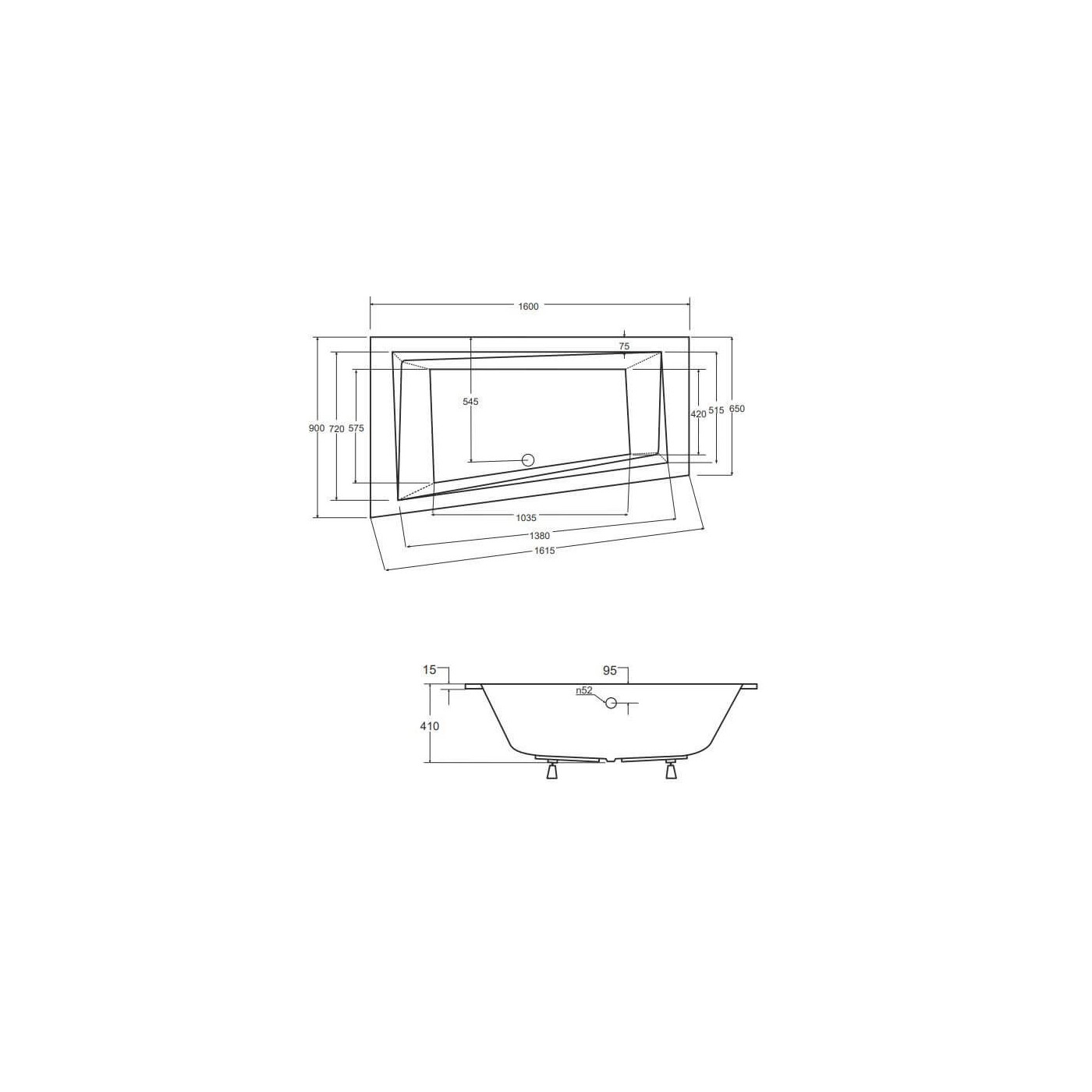 Wanna Do Zabudowy Alvi BS-WAIT160-L 160x90 Emporia Wanna Do Zabudowy Alvi BS-WAIT160-L 160x90 Emporia