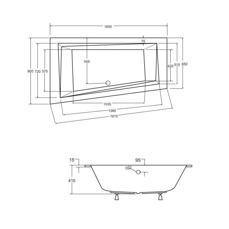 Wanna Do Zabudowy Alvi BS-WAIT160-L 160x90 Emporia Wanna Do Zabudowy Alvi BS-WAIT160-L 160x90 Emporia