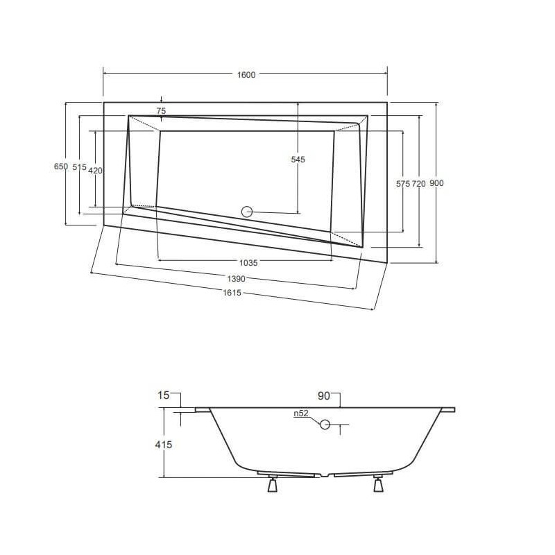Wanna Do Zabudowy Alvi BS-WAIT160-P 160x90 Emporia Wanna Do Zabudowy Alvi BS-WAIT160-P 160x90 Emporia
