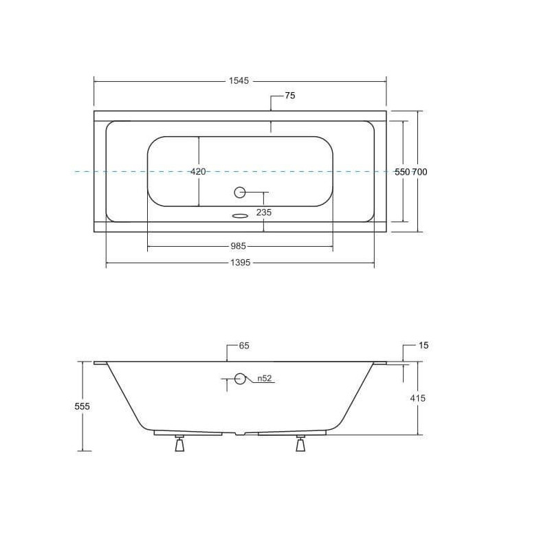 Wanna Do Zabudowy Prima BS-WAQ155 154,5x70 Emporia Wanna Do Zabudowy Prima BS-WAQ155 154,5x70 Emporia