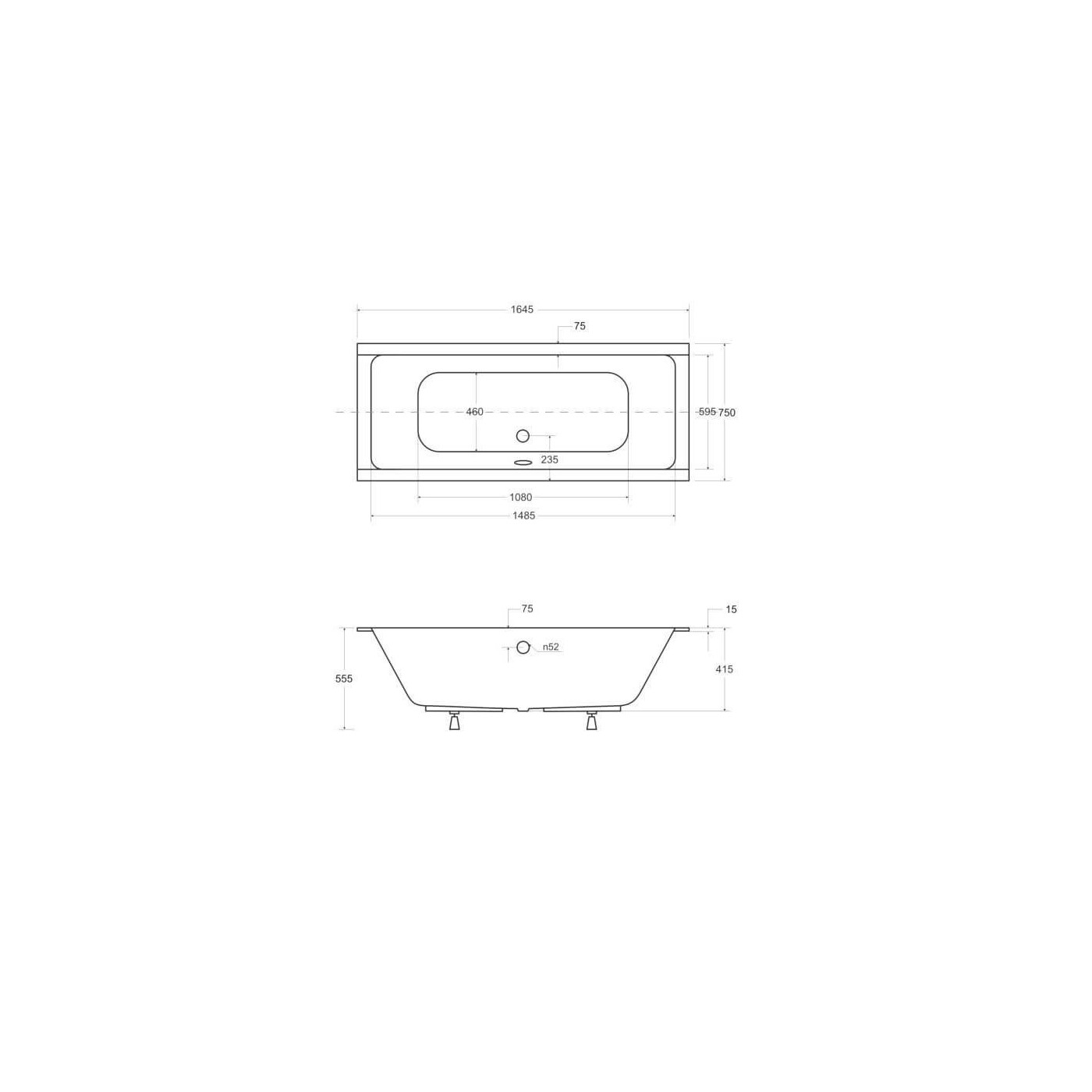 Wanna Do Zabudowy Prima BS-WAQ165 164,5x75 Emporia Wanna Do Zabudowy Prima BS-WAQ165 164,5x75 Emporia