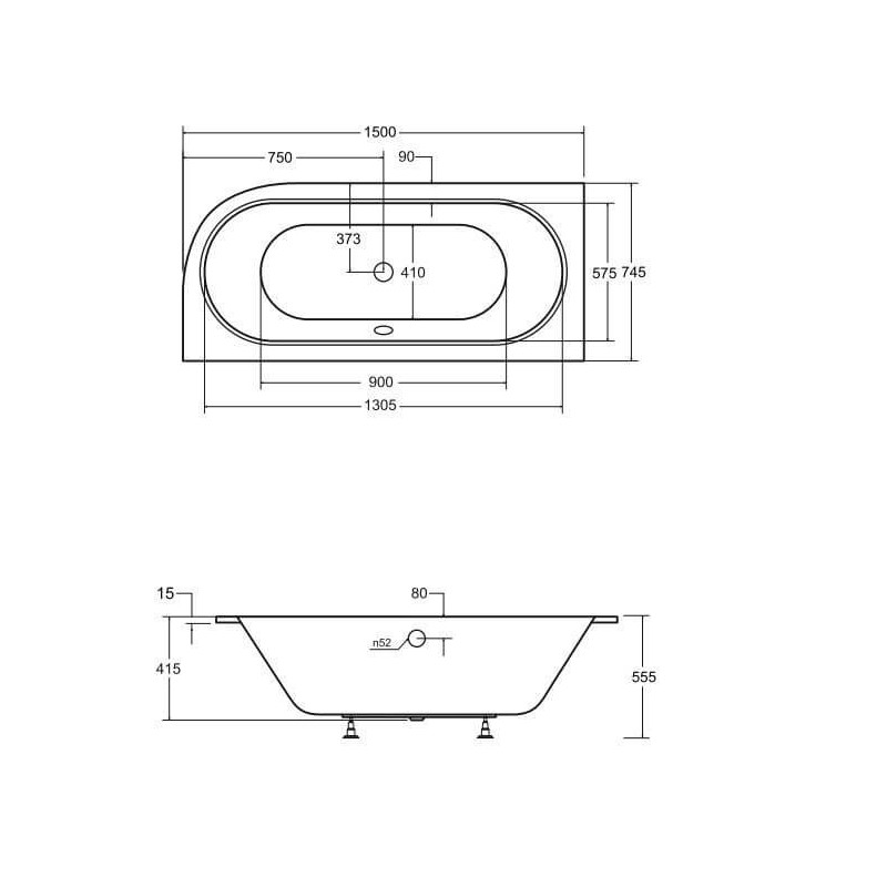Wanna Do Zabudowy Astrid BS-WAV150-L 150x74,5 Emporia Wanna Do Zabudowy Astrid BS-WAV150-L 150x74,5 Emporia