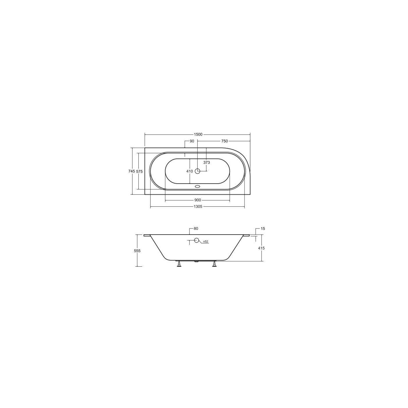 Wanna Do Zabudowy Astrid BS-WAV150-P 150x74,5 Emporia Wanna Do Zabudowy Astrid BS-WAV150-P 150x74,5 Emporia