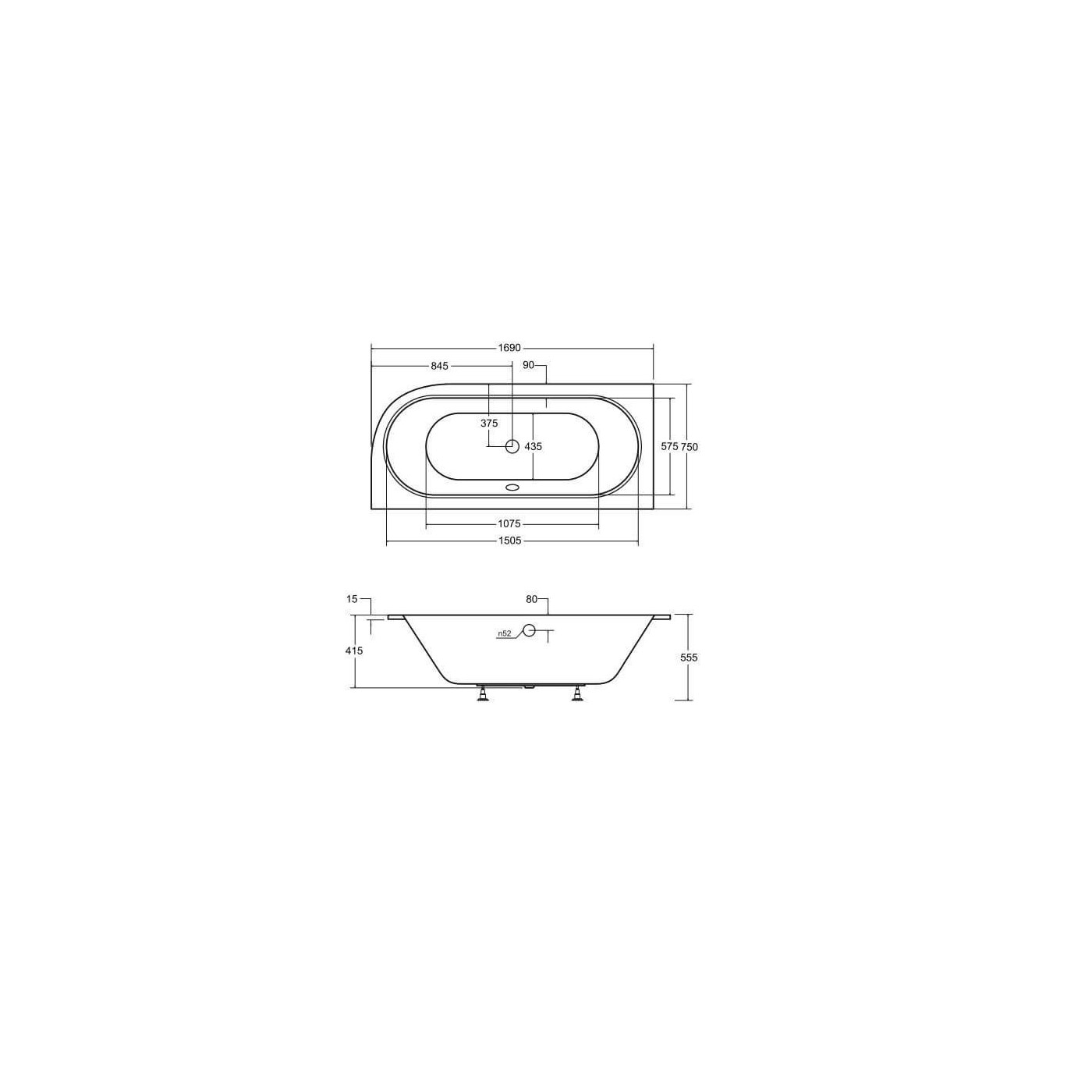 Wanna Do Zabudowy Astrid BS-WAV170-L 169x75 Emporia Wanna Do Zabudowy Astrid BS-WAV170-L 169x75 Emporia
