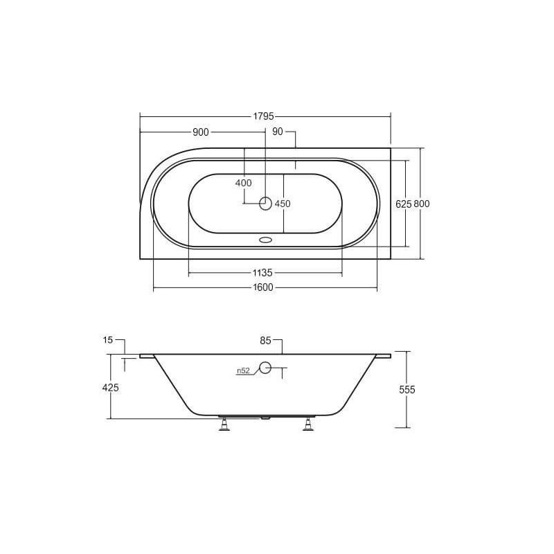 Wanna Do Zabudowy Astrid BS-WAV180-L 179,5x80 Emporia Wanna Do Zabudowy Astrid BS-WAV180-L 179,5x80 Emporia