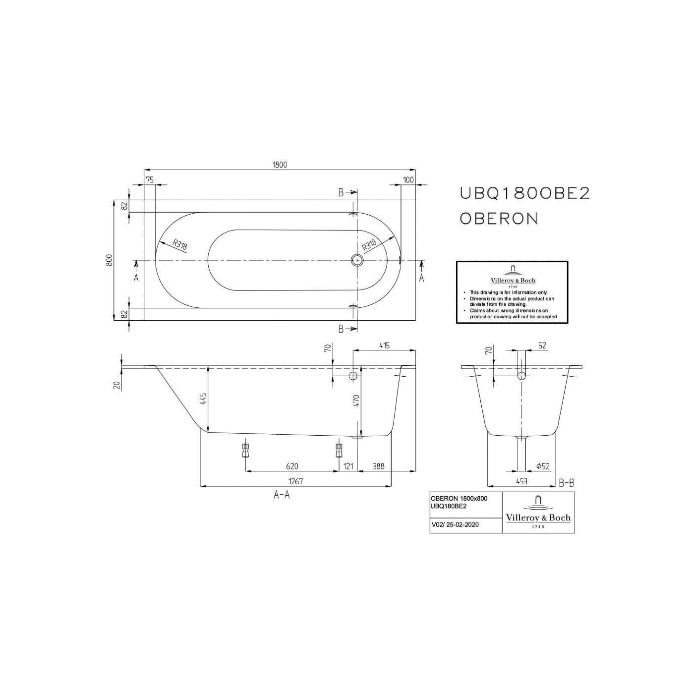 Wanna Prostokątna Oberon 180x80 Weiss Alpin UBQ180OBE2V-01 Villeroy&Boch Wanna Prostokątna Oberon 180x80 Weiss Alpin UBQ180OBE2V-01 Villeroy&Boch