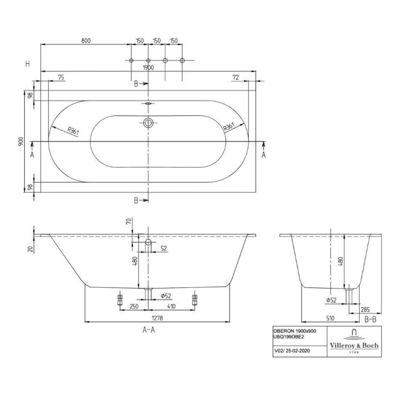 Wanna Prostokątna Oberon 190x90 Weiss Alpin UBQ199OBE2V-01 Villeroy&Boch Wanna Prostokątna Oberon 190x90 Weiss Alpin UBQ199OBE2V-01 Villeroy&Boch