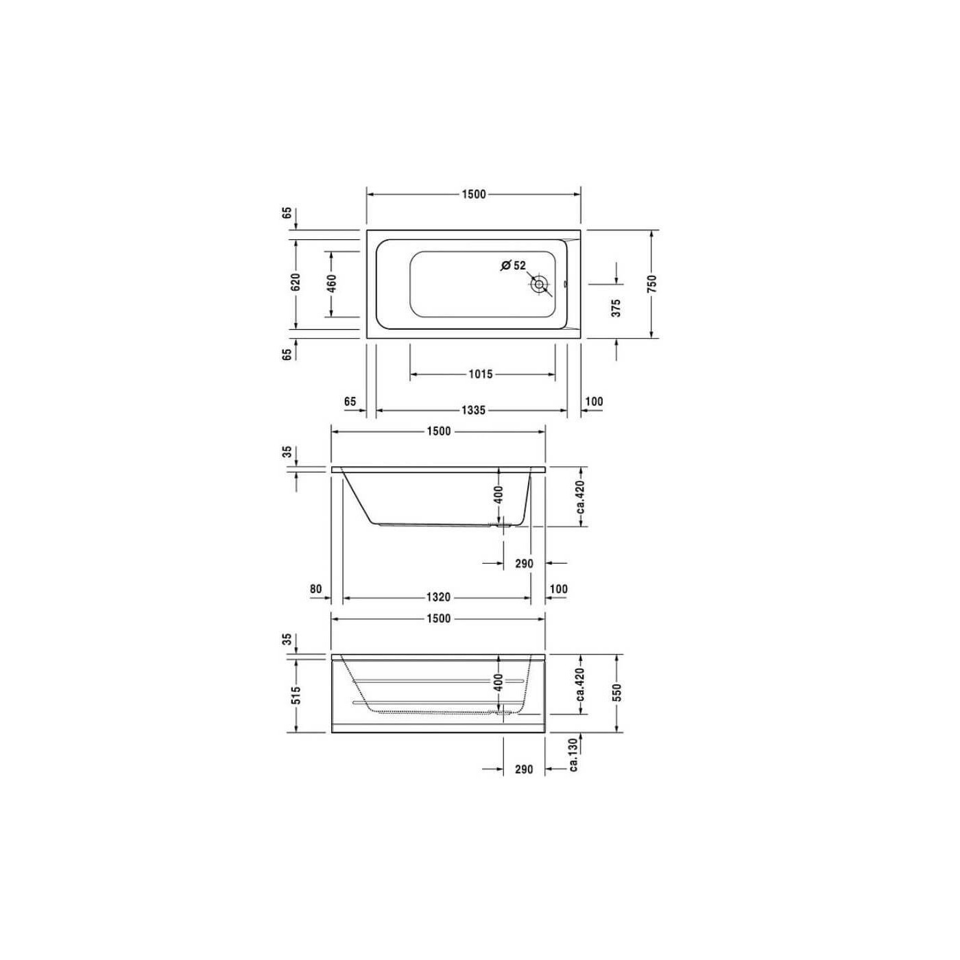 Wanna Prostokątna D-Code 150x75 700095000000000 Duravit Wanna Prostokątna D-Code 150x75 700095000000000 Duravit