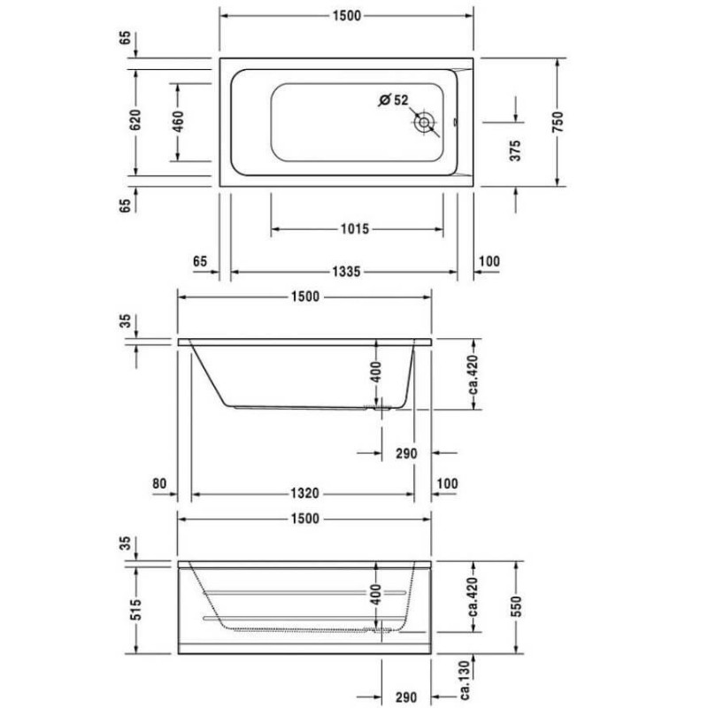 Wanna Prostokątna D-Code 150x75 700095000000000 Duravit Wanna Prostokątna D-Code 150x75 700095000000000 Duravit