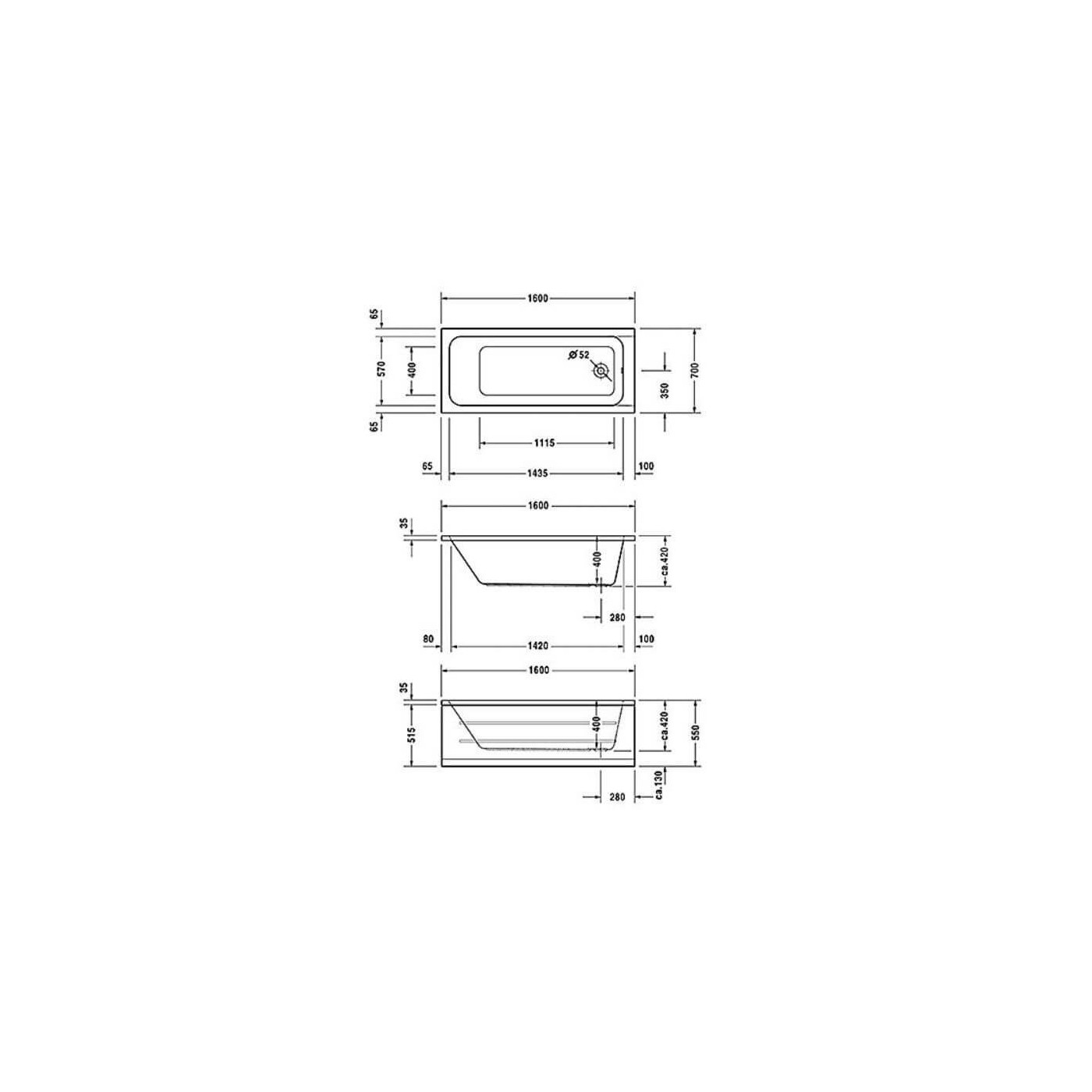 Wanna Prostokątna D-Code 160x70 700096000000000 Duravit Wanna Prostokątna D-Code 160x70 700096000000000 Duravit