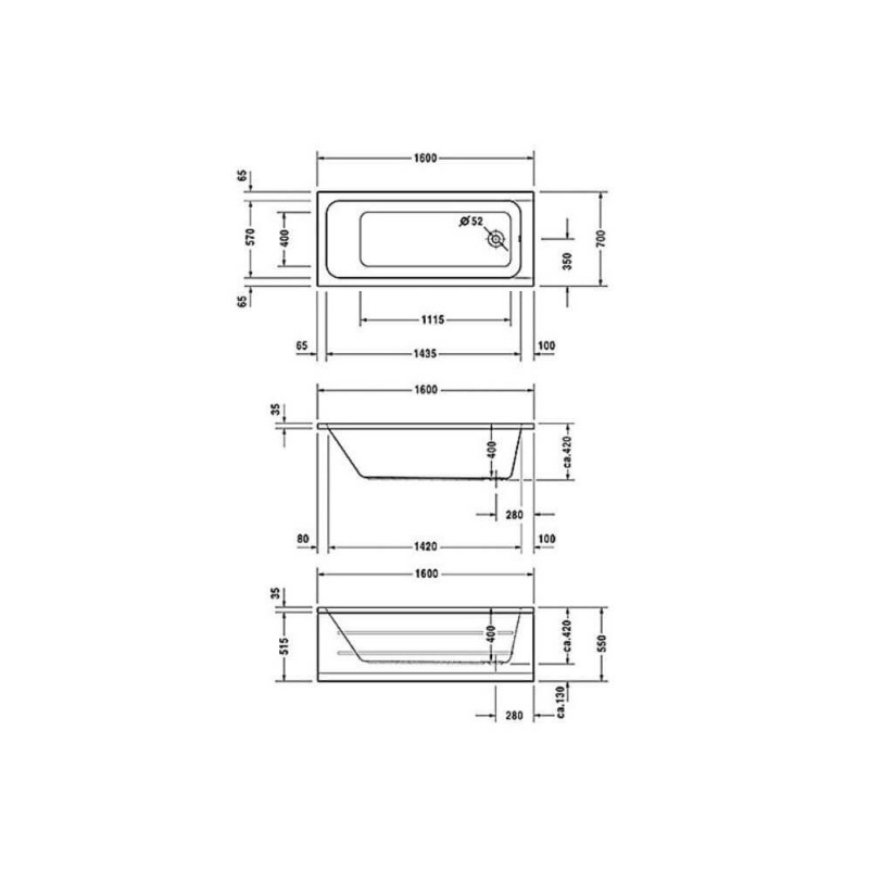 Wanna Prostokątna D-Code 160x70 700096000000000 Duravit Wanna Prostokątna D-Code 160x70 700096000000000 Duravit