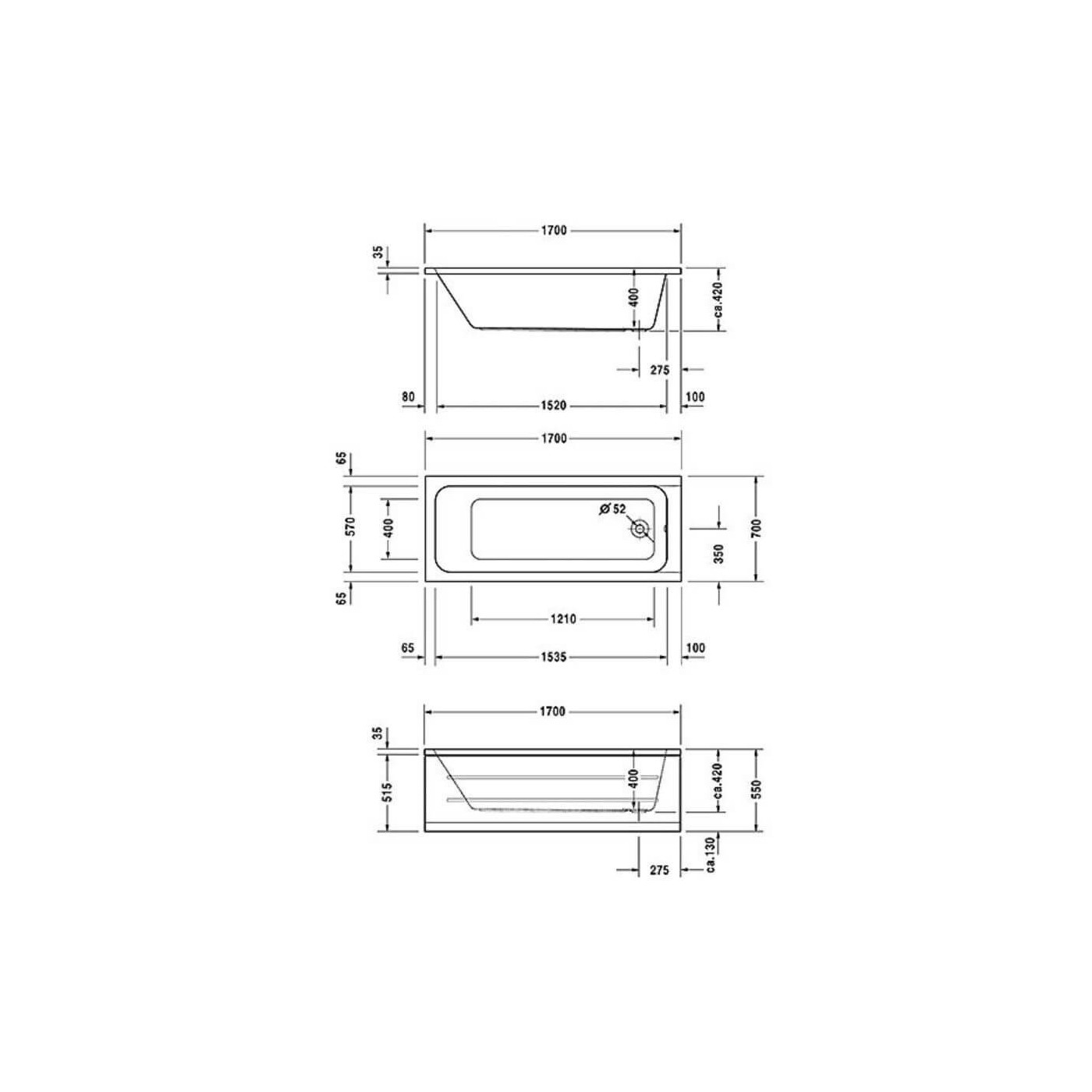 Wanna Prostokątna D-Code 170x70 700098000000000 Duravit Wanna Prostokątna D-Code 170x70 700098000000000 Duravit