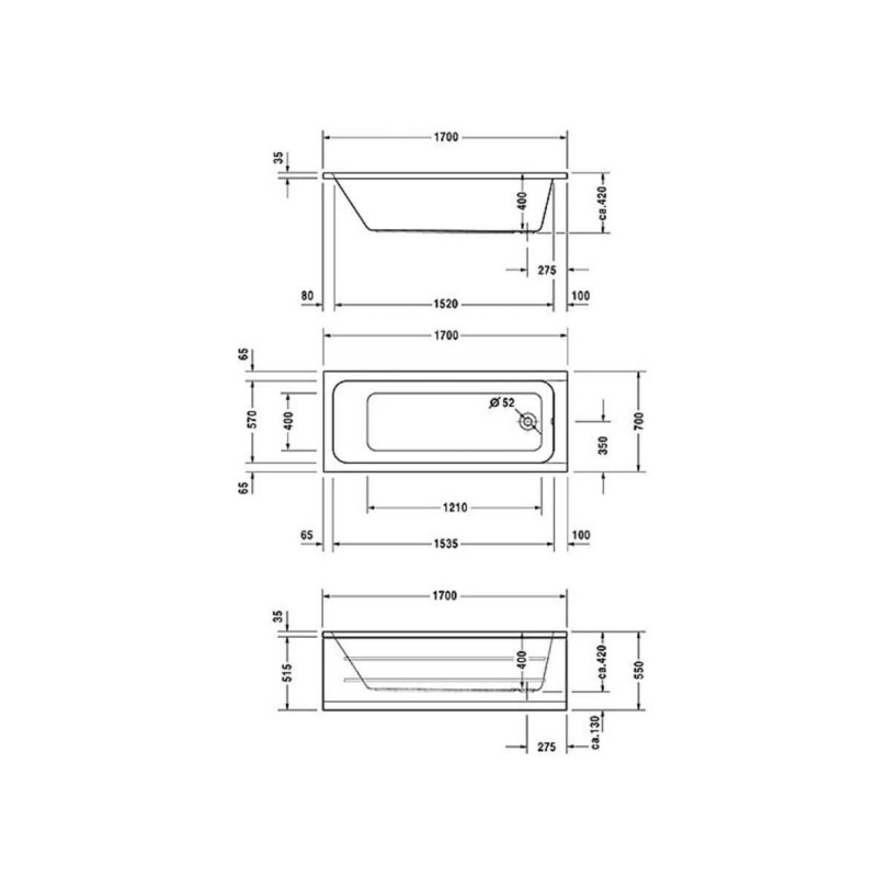 Wanna Prostokątna D-Code 170x70 700098000000000 Duravit Wanna Prostokątna D-Code 170x70 700098000000000 Duravit