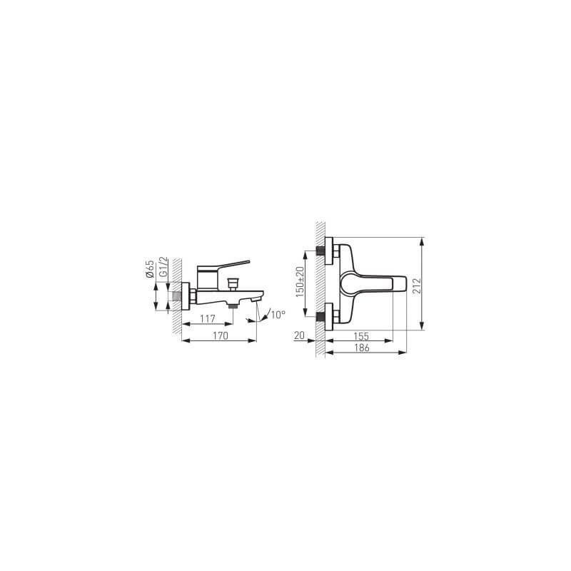 Bateria Wannowo-Prysznicowa Ścienna Seppia Czarny Mat FD1-SPA-1-22 F-design Bateria Wannowo-Prysznicowa Ścienna Seppia Czarny Mat FD1-SPA-1-22 F-design