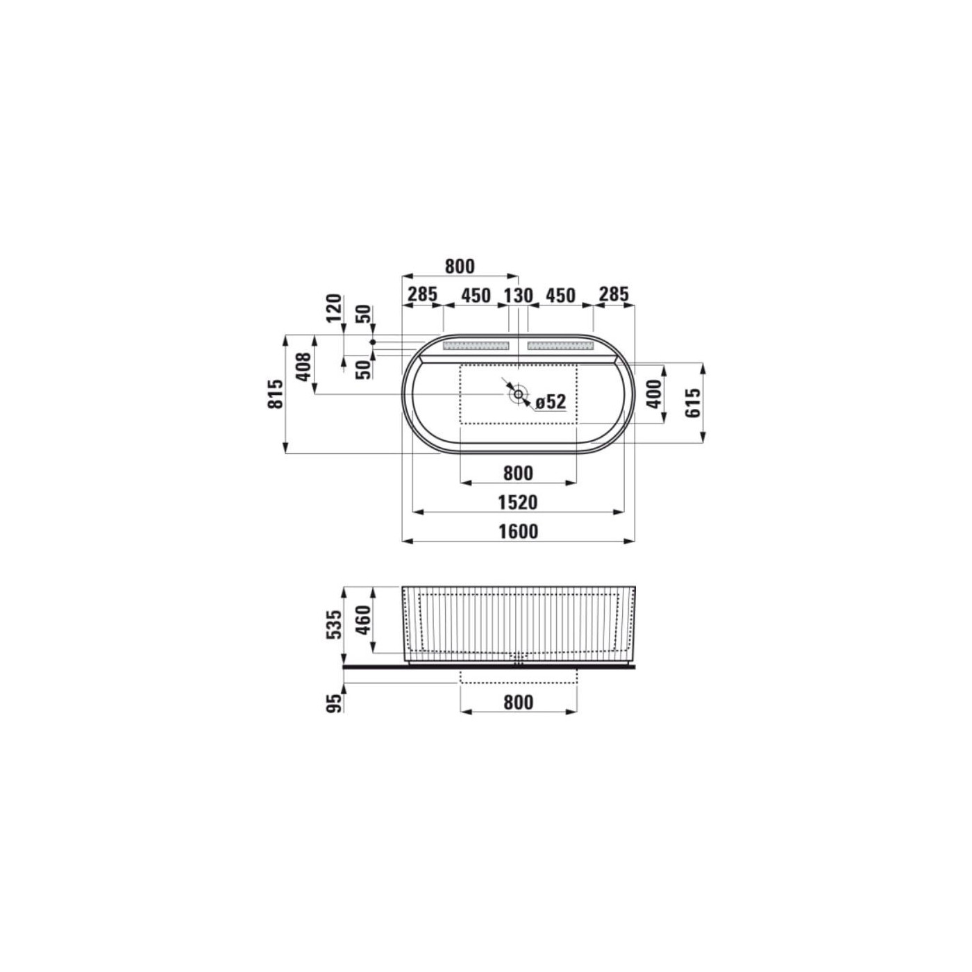 Wanna Wolnostojąca Sonar 1600x815 mm Sonar Biały H2213420000001 Laufen Wanna Wolnostojąca Sonar 1600x815 mm Sonar Biały H2213420000001 Laufen