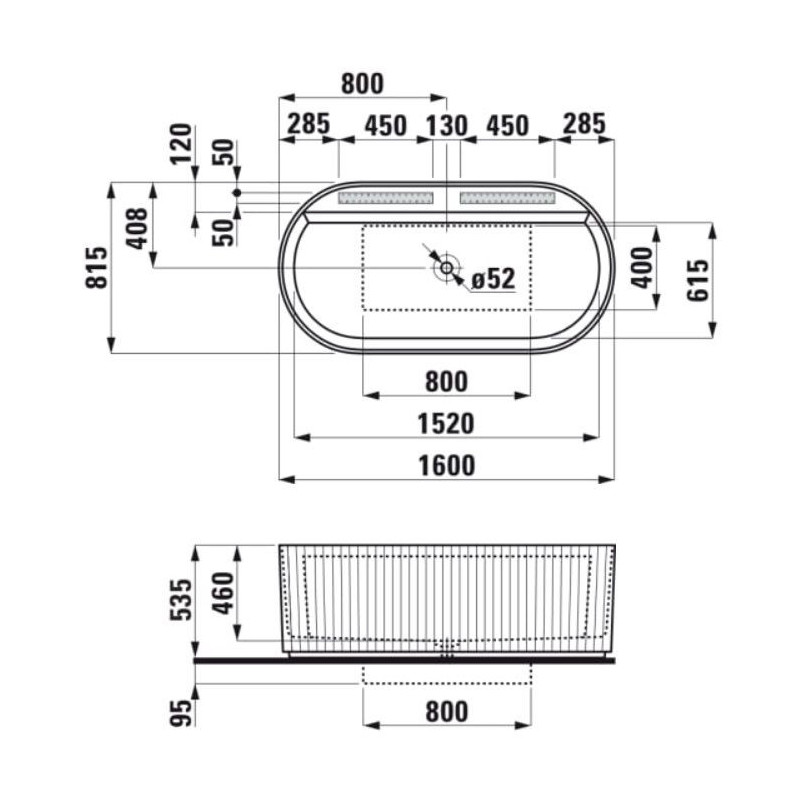 Wanna Wolnostojąca Sonar 1600x815 mm Sonar Biały H2213420000001 Laufen Wanna Wolnostojąca Sonar 1600x815 mm Sonar Biały H2213420000001 Laufen