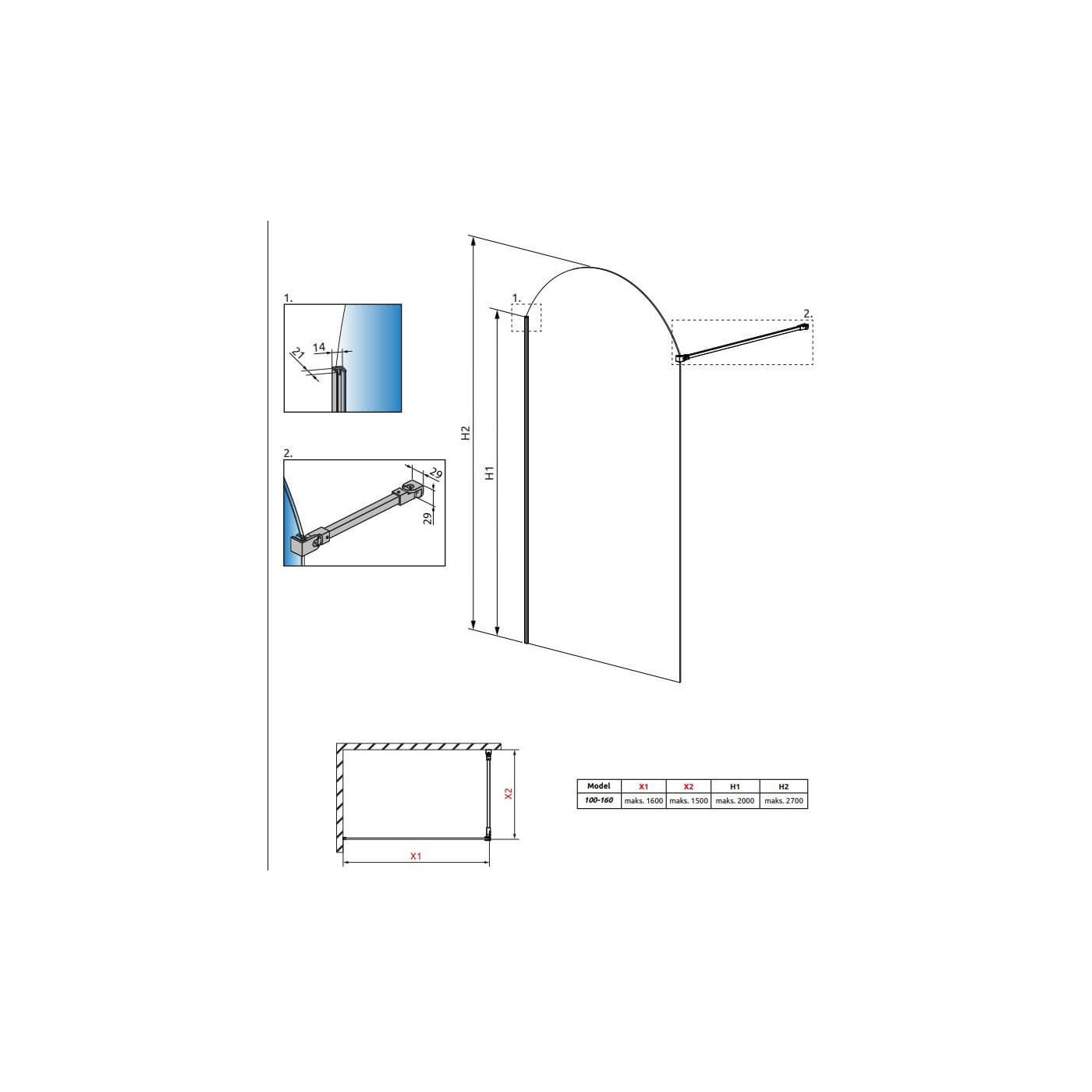 Kabina Prysznicowa Walk-In Volta II Czarny Lewy 10201016-54-56L Radaway Kabina Prysznicowa Walk-In Volta II Czarny Lewy 10201016-54-56L Radaway
