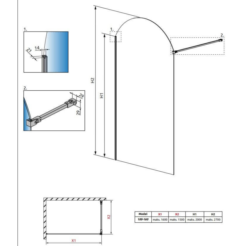 Kabina Prysznicowa Walk-In Volta II Czarny Lewy 10201016-54-56L Radaway Kabina Prysznicowa Walk-In Volta II Czarny Lewy 10201016-54-56L Radaway