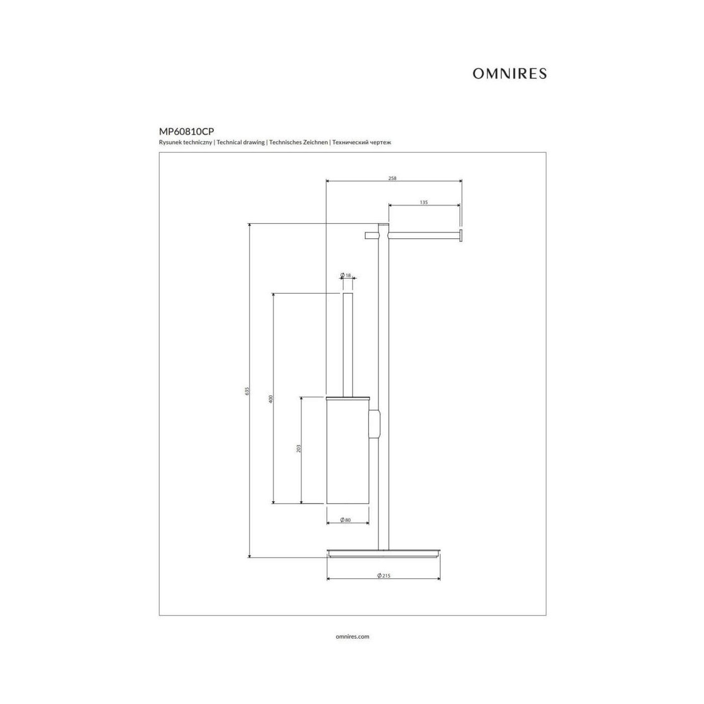 Stojak Na Papier I Szczotkę Toaletową Modern Project Miedź MP60810CP Omnires Stojak Na Papier I Szczotkę Toaletową Modern Project Miedź MP60810CP Omnires
