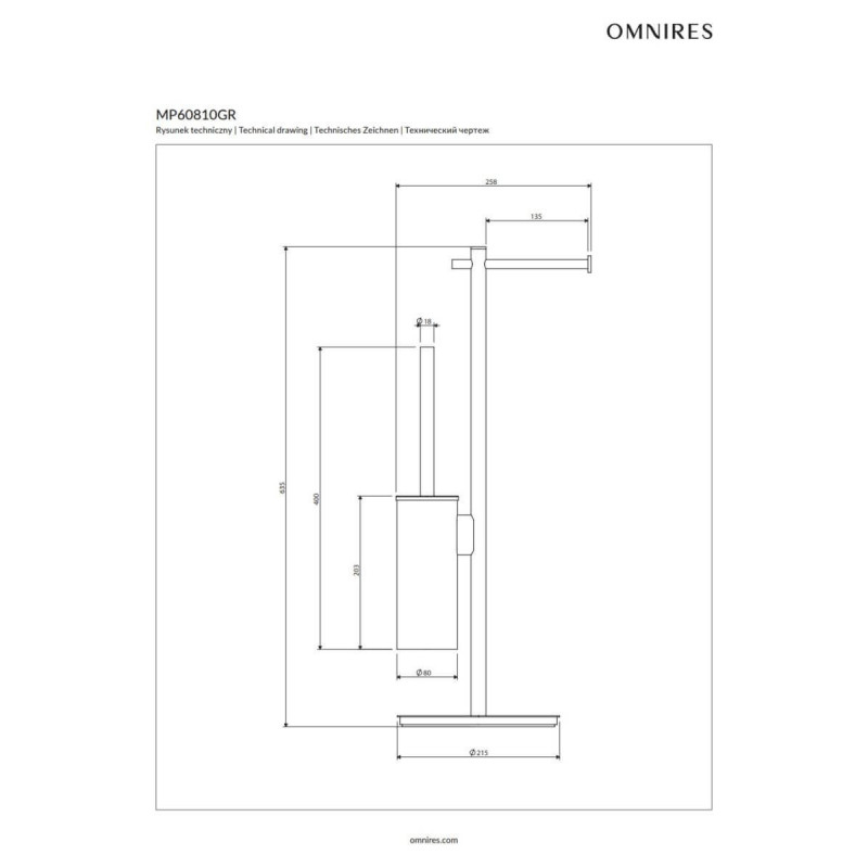 Stojak Na Papier I Szczotkę Toaletową Modern Project Grafit MP60810GR Omnires Stojak Na Papier I Szczotkę Toaletową Modern Project Grafit MP60810GR Omnires