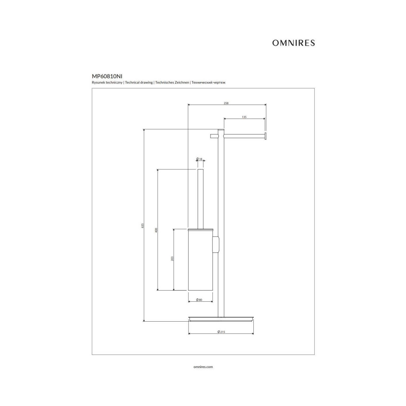 Stojak Na Papier I Szczotkę Toaletową Modern Project Nikiel MP60810NI Omnires Stojak Na Papier I Szczotkę Toaletową Modern Project Nikiel MP60810NI Omnires