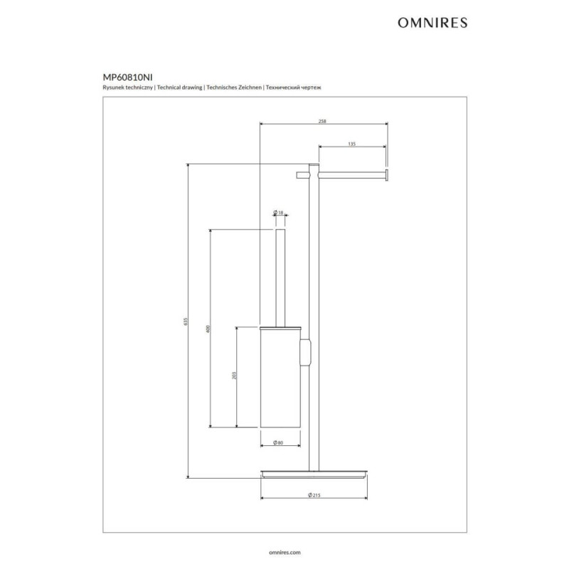 Stojak Na Papier I Szczotkę Toaletową Modern Project Nikiel MP60810NI Omnires Stojak Na Papier I Szczotkę Toaletową Modern Project Nikiel MP60810NI Omnires