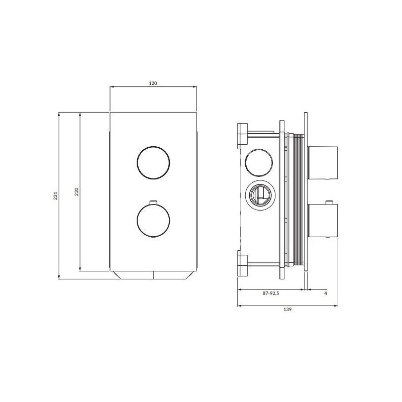 Bateria Wannowo-Prysznicowa Termostatyczna Contour Miedź Szczotkowana CT8036CPB Omnires Bateria Wannowo-Prysznicowa Termostatyczna Contour Miedź Szczotkowana CT8036CPB Omnires