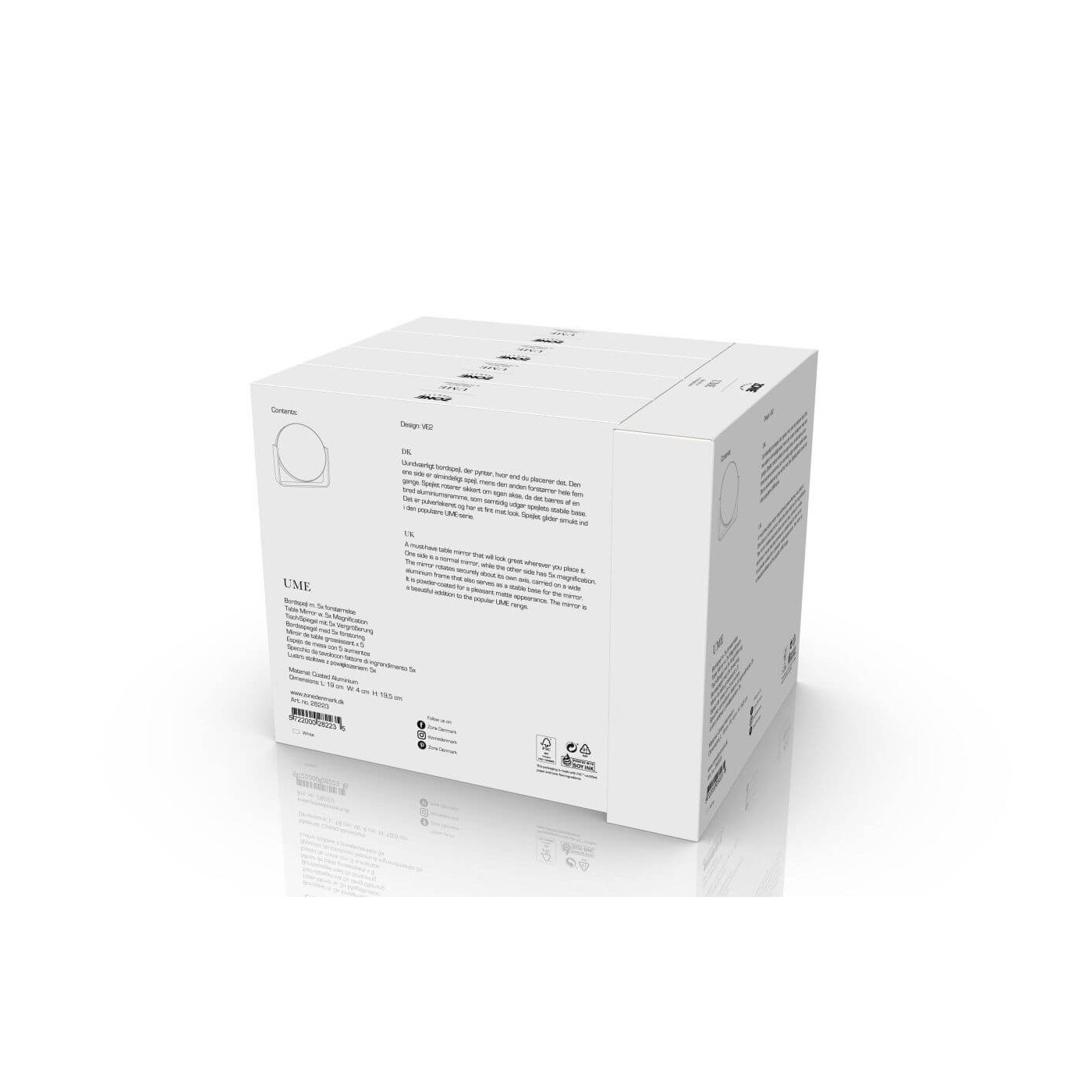 Lusterko Kosmetyczne 5x Powiększające Ume White 28223 Zone Denmark Lusterko Kosmetyczne 5x Powiększające Ume White 28223 Zone Denmark