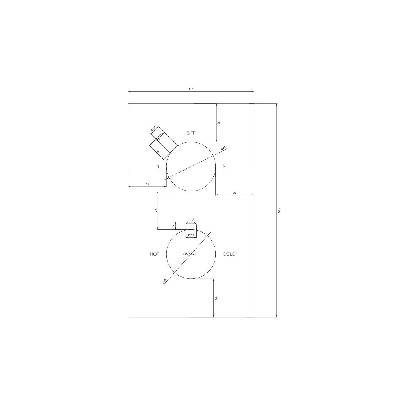 Bateria Wannowo-Prysznicowa Termostatyczna Y Chrom Y1236/KROCR Omnires Bateria Wannowo-Prysznicowa Termostatyczna Y Chrom Y1236/KROCR Omnires