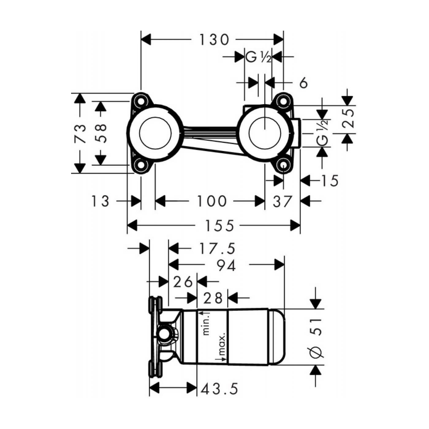 Element Podtynkowy Do Jednouchwytowej Baterii Umywalkowej 13622180 Hansgrohe Element Podtynkowy Do Jednouchwytowej Baterii Umywalkowej 13622180 Hansgrohe