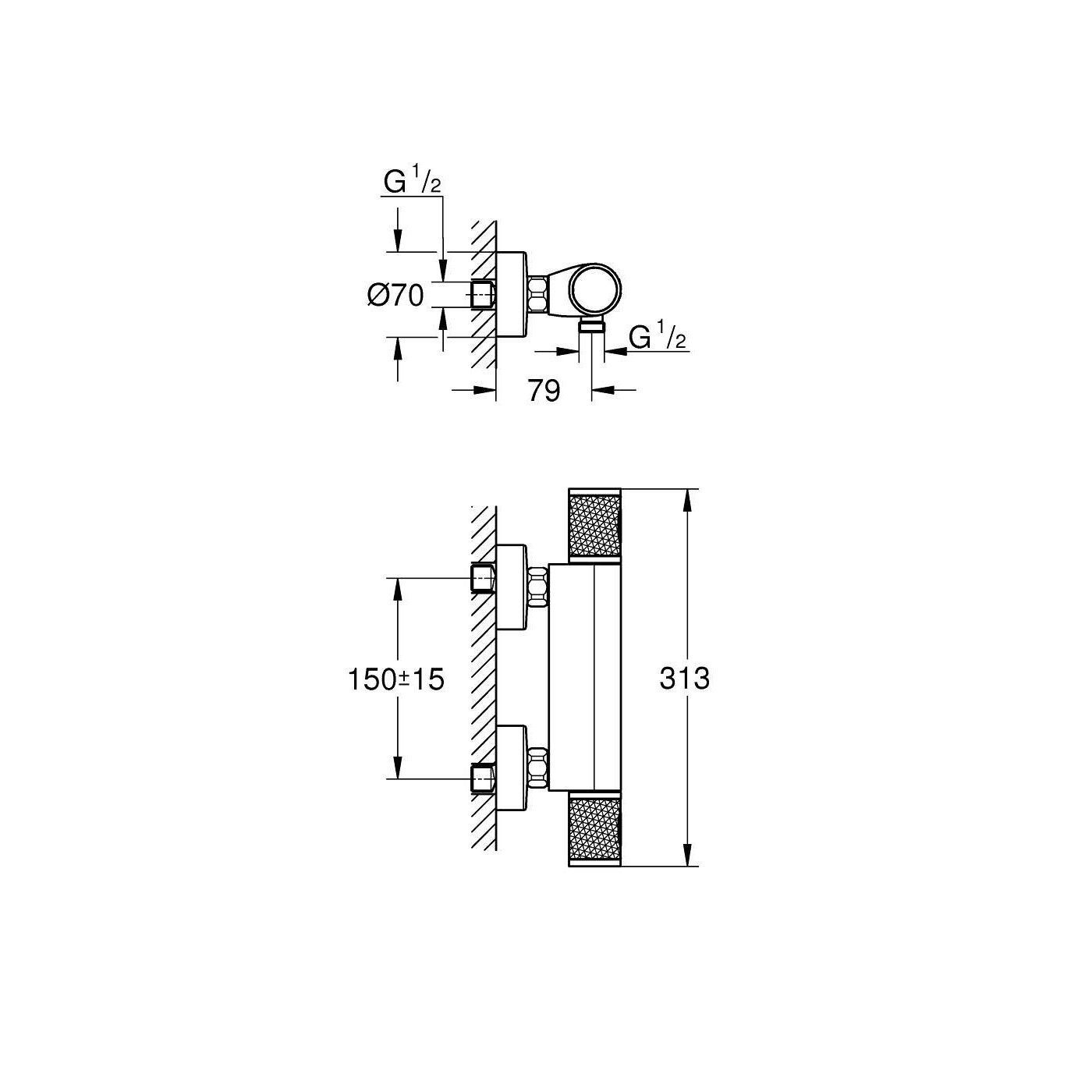 Bateria Prysznicowa Z Termostatem Grohtherm 1000 Phantom Black 34827KF0 Grohe Bateria Prysznicowa Z Termostatem Grohtherm 1000 Phantom Black 34827KF0 Grohe
