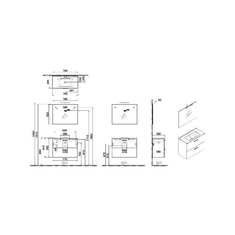 Szafka Z Umywalką Mia 67777 79x39x59,6 Cm Złoty Dąb Vitra Szafka Z Umywalką Mia 67777 79x39x59,6 Cm Złoty Dąb Vitra