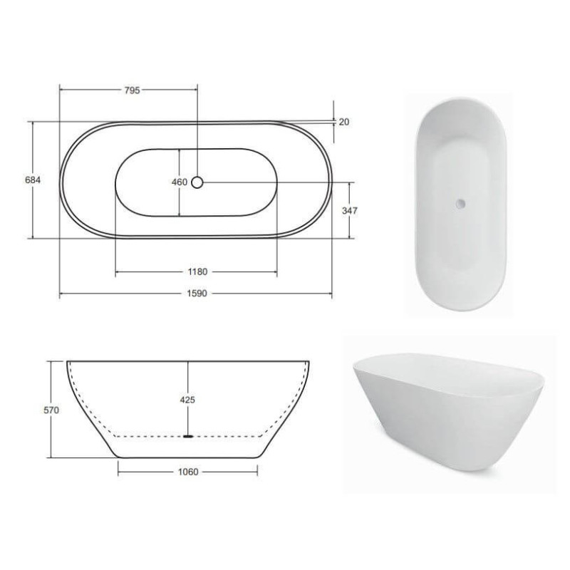 Wanna Wolnostojąca Moya Korek Biały Połysk/Mat 160x70 WMMB-160-MKW Besco Wanna Wolnostojąca Moya Korek Biały Połysk/Mat 160x70 WMMB-160-MKW Besco