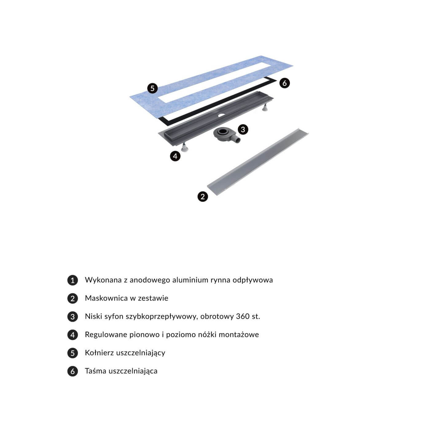 Odpływ Liniowy Lowfix Srebrny 100cm LOWFIX100TSL Omnires Odpływ Liniowy Lowfix Srebrny 100cm LOWFIX100TSL Omnires