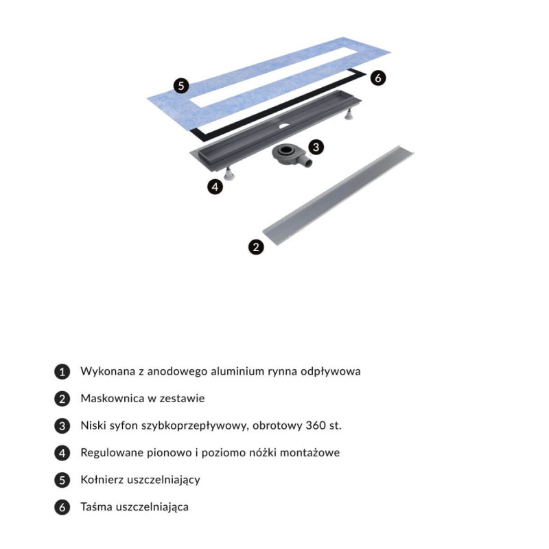 Odpływ Liniowy Lowfix Srebrny 100cm LOWFIX100TSL Omnires Odpływ Liniowy Lowfix Srebrny 100cm LOWFIX100TSL Omnires