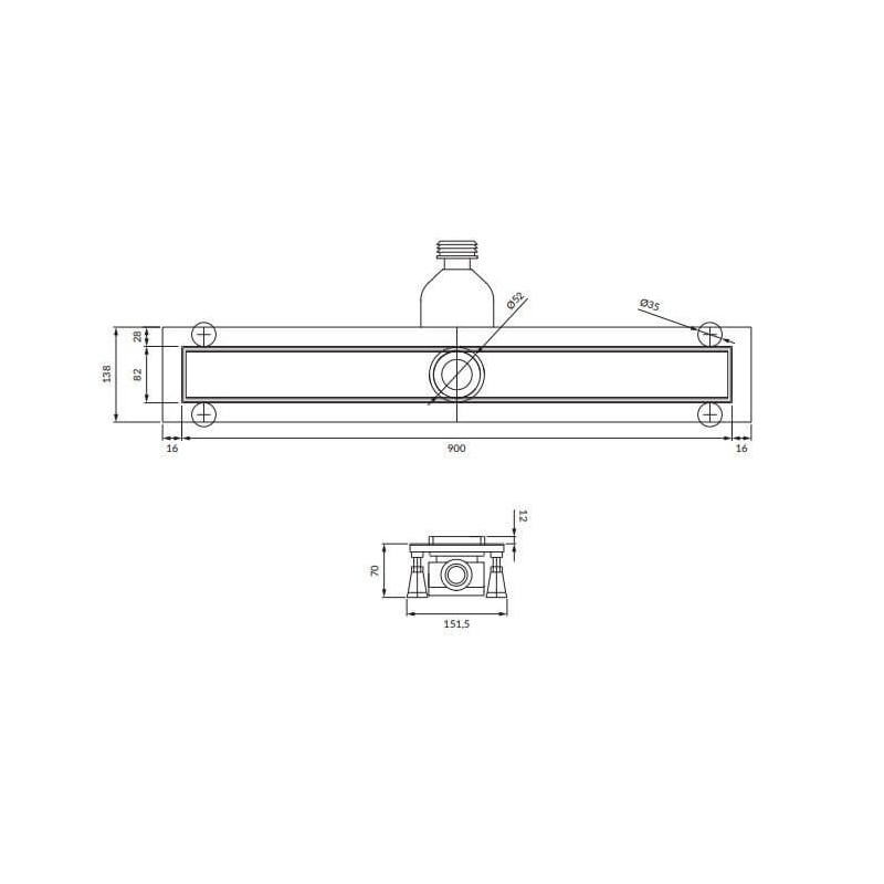 Odpływ Liniowy Lowfix Srebrny 90cm LOWFIX90TSL Omnires Odpływ Liniowy Lowfix Srebrny 90cm LOWFIX90TSL Omnires