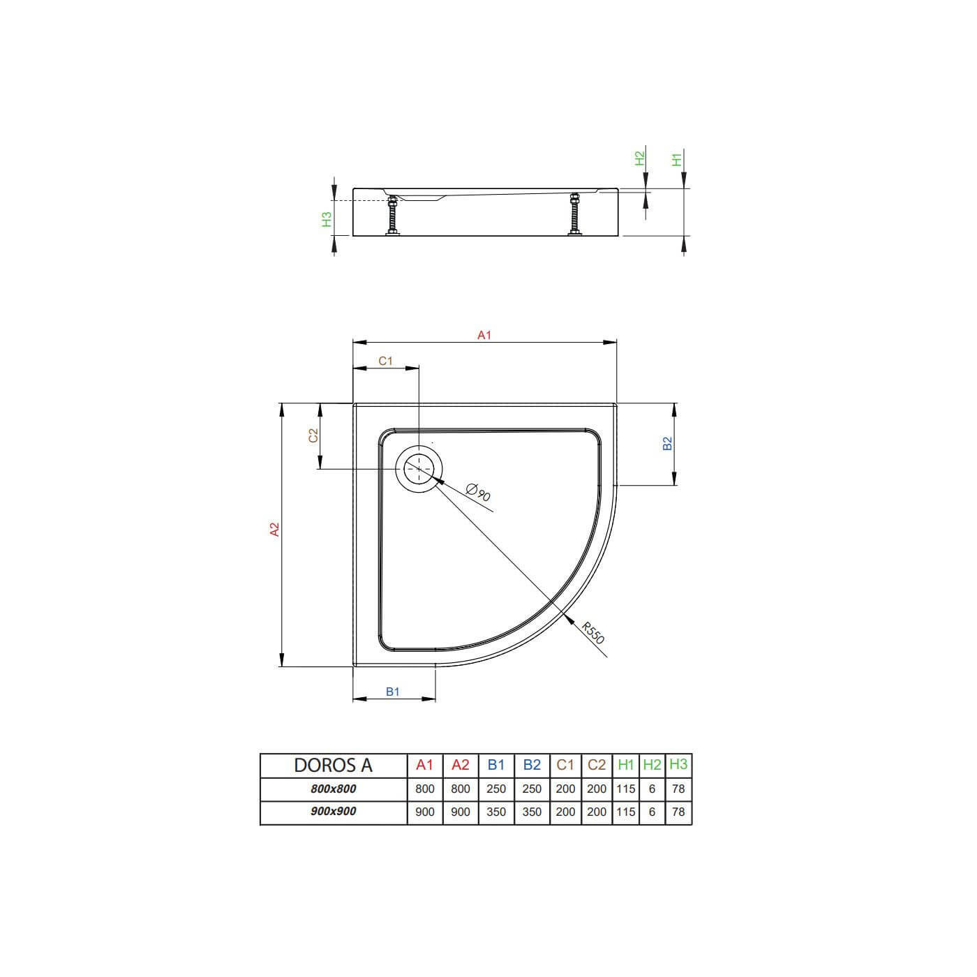 Brodzik Doros A Biały 80x80 SDRA8080-05 Radaway Brodzik Doros A Biały 80x80 SDRA8080-05 Radaway