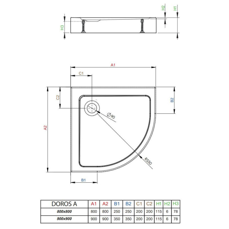 Brodzik Doros A Biały 80x80 SDRA8080-05 Radaway Brodzik Doros A Biały 80x80 SDRA8080-05 Radaway