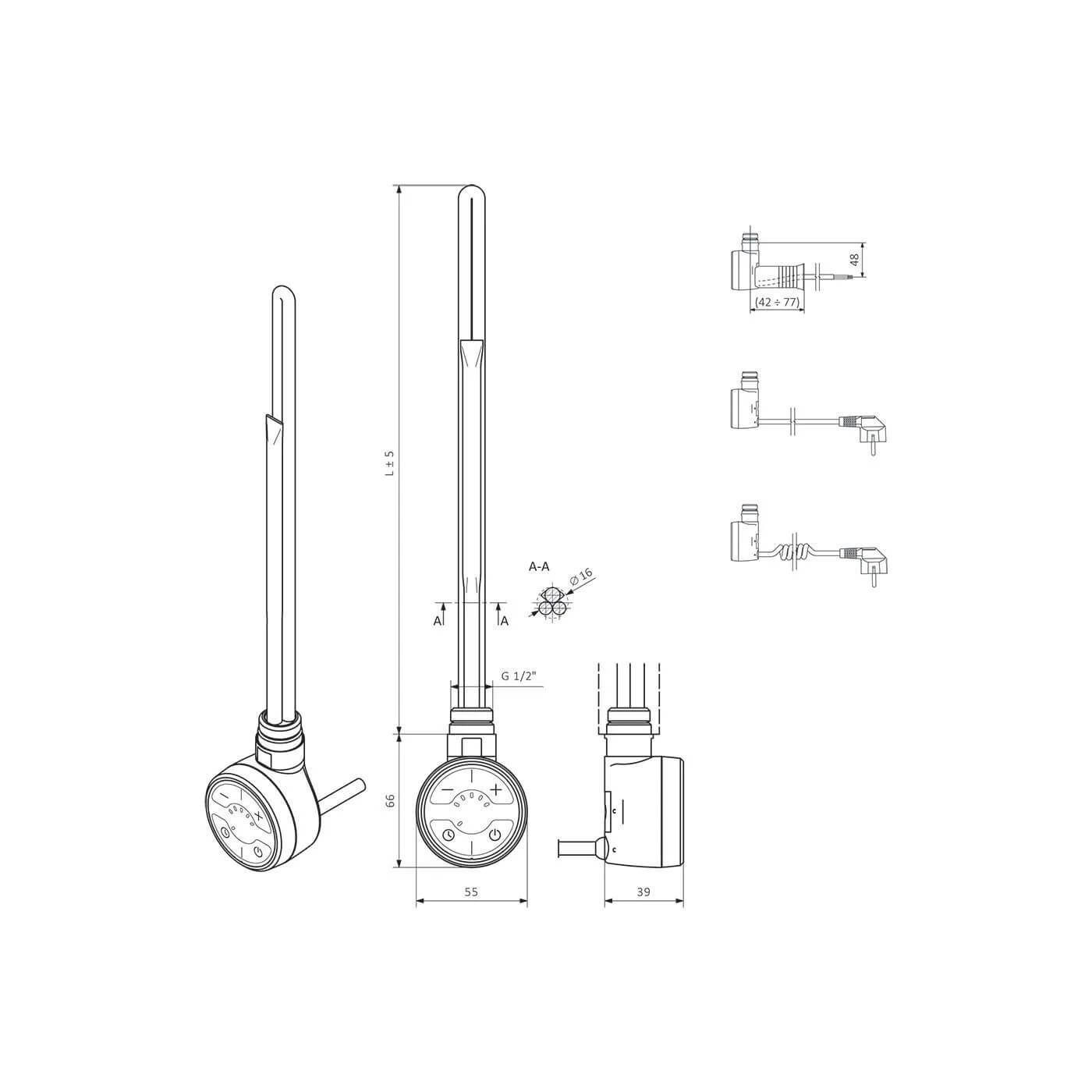 Grzałka Moa Czarny 800W WEMOA08T905U Terma Grzałka Moa Czarny 800W WEMOA08T905U Terma