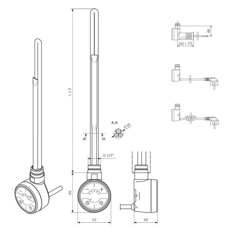Grzałka Moa Czarny 800W WEMOA08T905U Terma Grzałka Moa Czarny 800W WEMOA08T905U Terma
