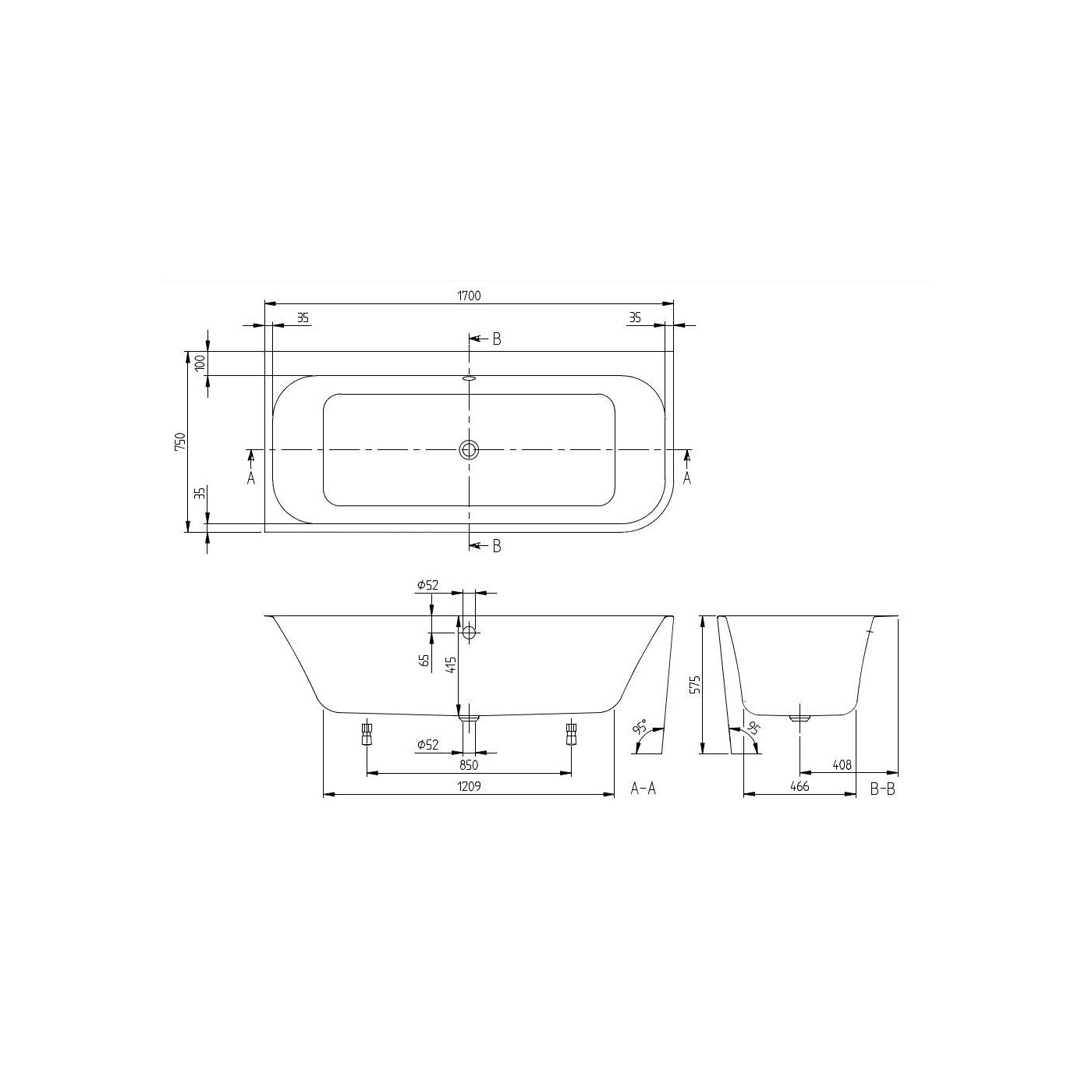Wanna Wolnostojąca Architectura 170x75 UBA170ARE9CL00V-01 Villeroy&Boch Wanna Wolnostojąca Architectura 170x75 UBA170ARE9CL00V-01 Villeroy&Boch