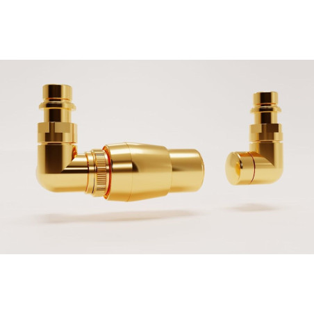 Zestaw Zaworów Osiowych Z Maskownicą Do Grzejnika Aurum Złoty Luxrad