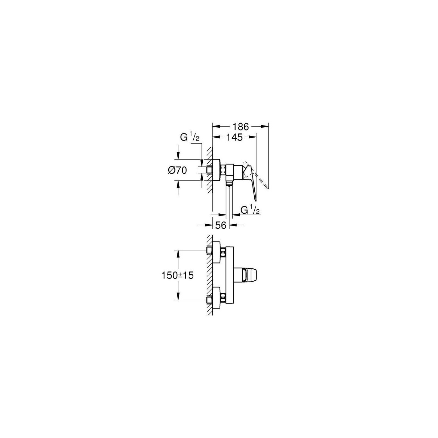 Bateria Prysznicowa Natynkowa Cubeo 1018240000 Grohe Bateria Prysznicowa Natynkowa Cubeo 1018240000 Grohe