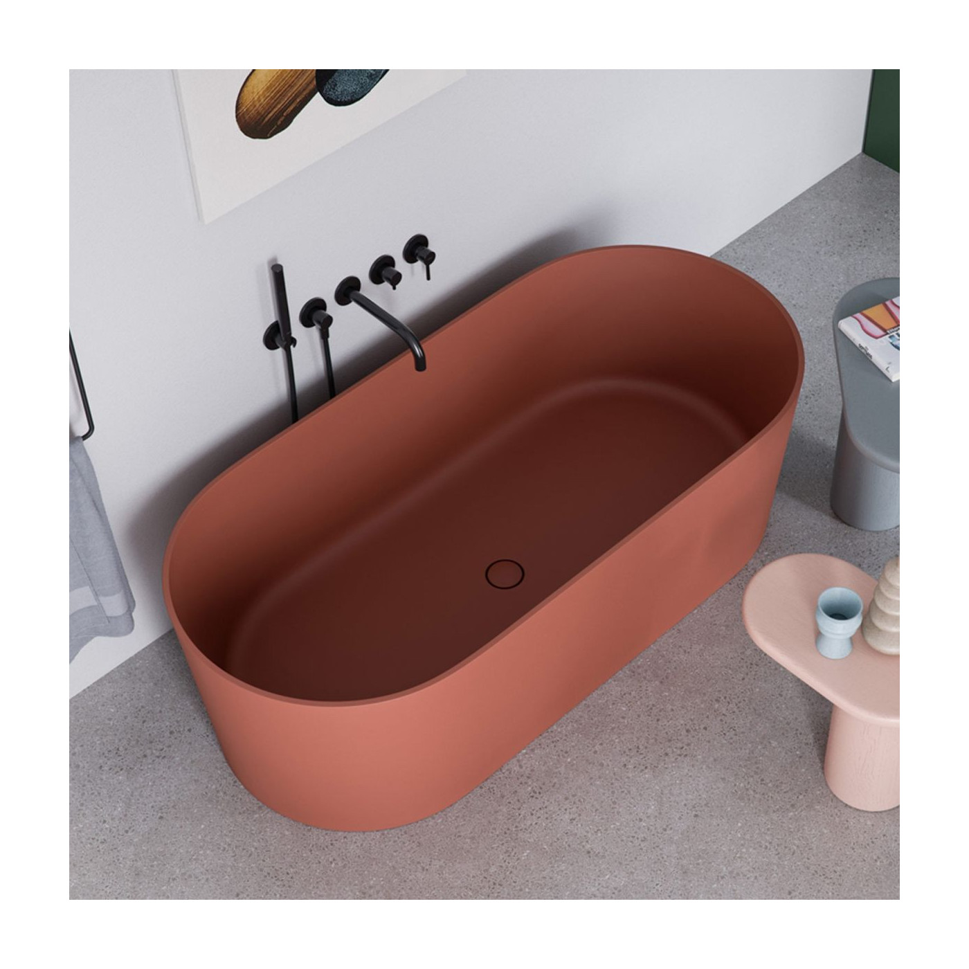 Wanna Wolnostojąca Ovo Terracotta Mat 160x75 OVOWWTE Omnires Wanna Wolnostojąca Ovo Terracotta Mat 160x75 OVOWWTE Omnires