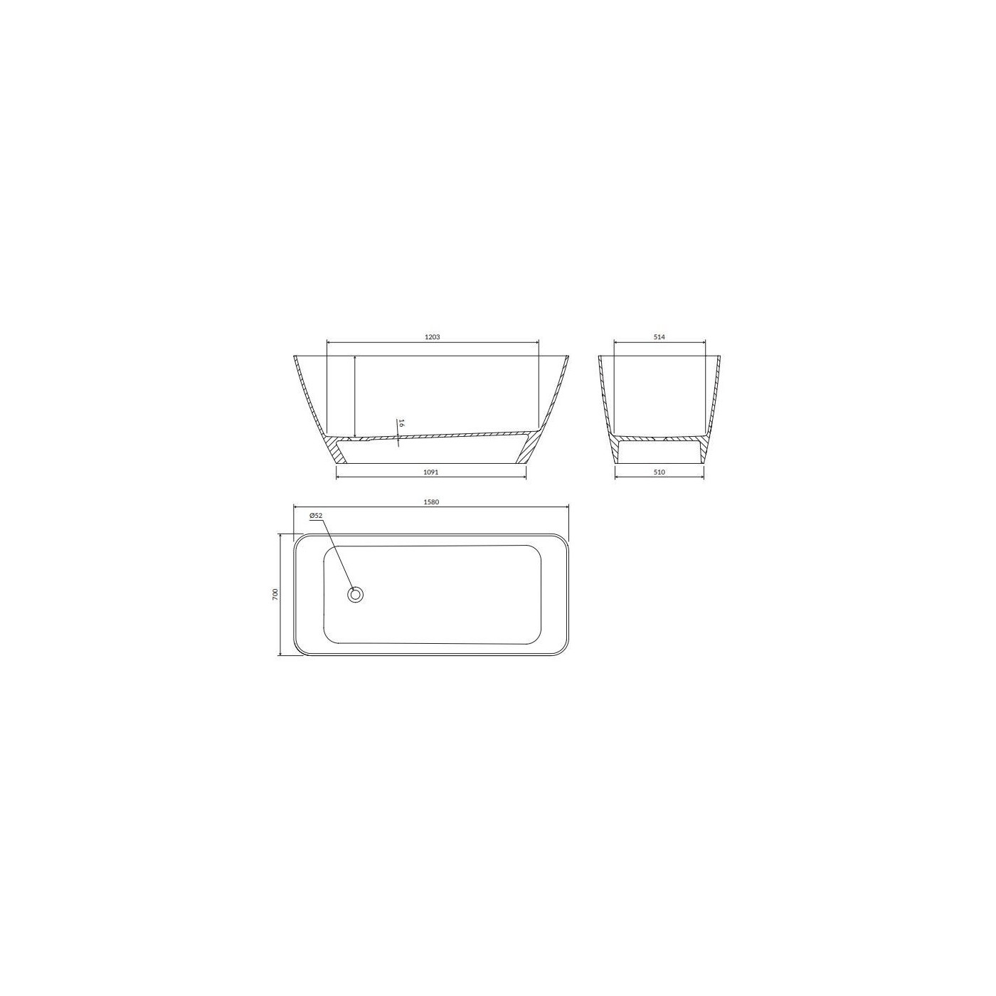 Wanna Wolnostojąca Parma Czarno-Biała 159x70,5 PARMAWWBCP Omnires Wanna Wolnostojąca Parma Czarno-Biała 159x70,5 PARMAWWBCP Omnires