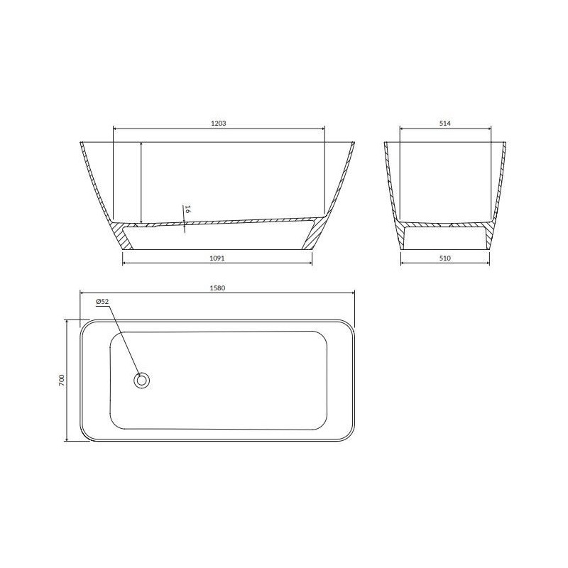 Wanna Wolnostojąca Parma Czarno-Biała 159x70,5 PARMAWWBCP Omnires Wanna Wolnostojąca Parma Czarno-Biała 159x70,5 PARMAWWBCP Omnires