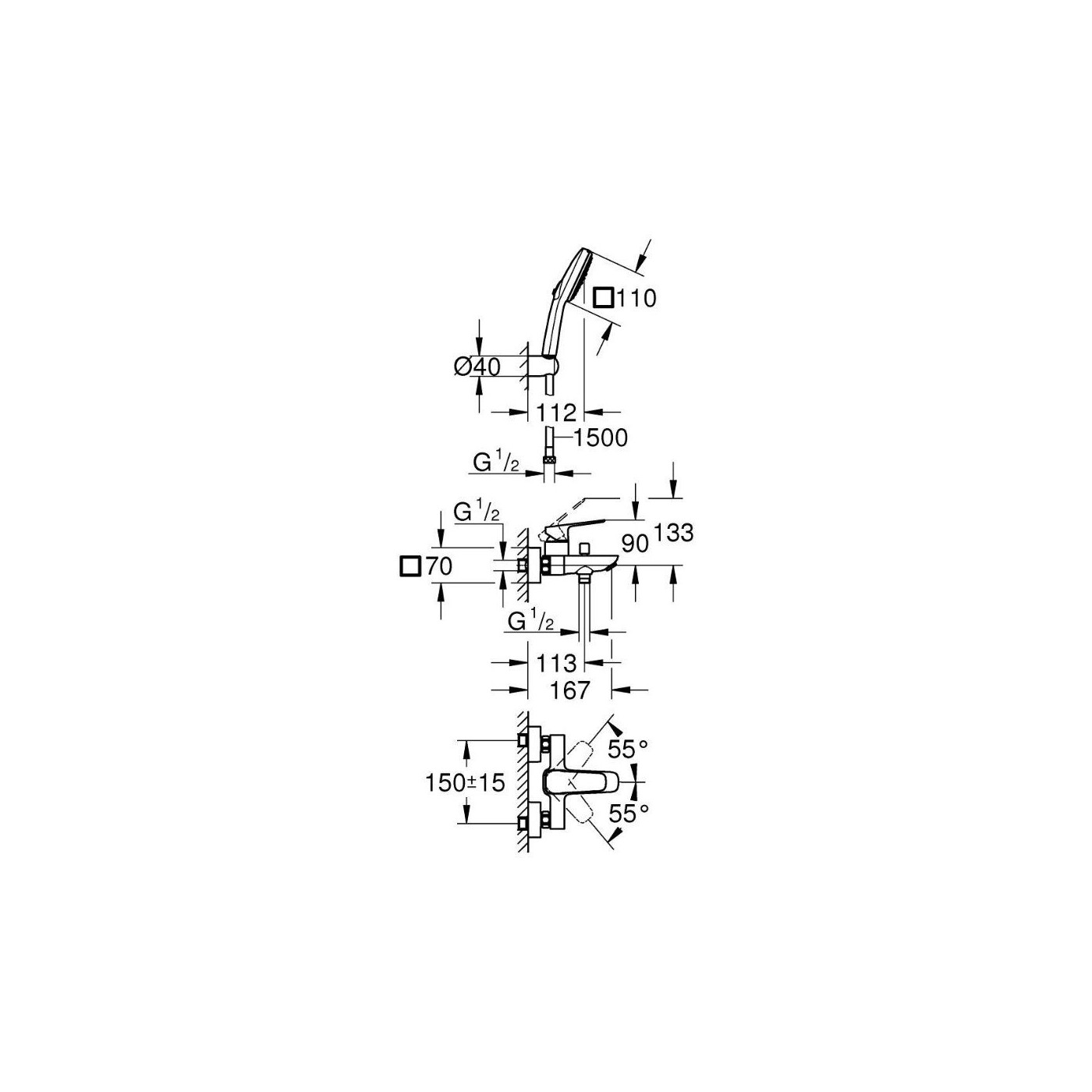 Bateria Wannowa Z Zestawem Prysznicowym Tempesta Cube 110 Cubeo Matte Black 1018142430 Grohe Bateria Wannowa Z Zestawem Prysznicowym Tempesta Cube 110 Cubeo Matte Black 1018142430 Grohe