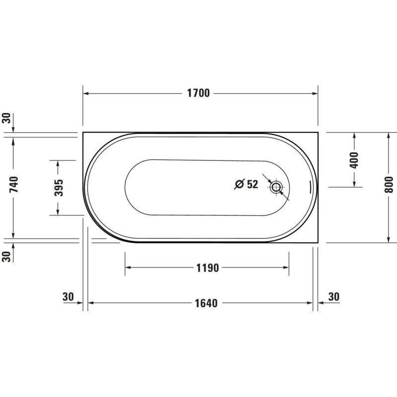 Wanna Wolnostojąca Akrylowa Durasenja Narożna Prawa 1700x800 mm 700581000000000 Duravit Wanna Wolnostojąca Akrylowa Durasenja Narożna Prawa 1700x800 mm 700581000000000 Duravit